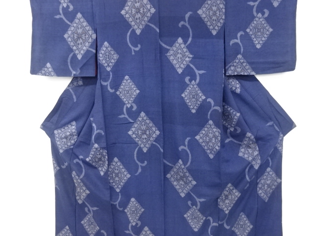 JAPANESE KIMONO / ANTIQUE KIMONO / TSUMUGI / WOVEN ABSTRACT FLORAL ARABESQUE